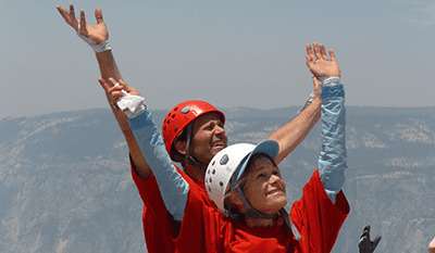 Man and woman on the top of the mountain